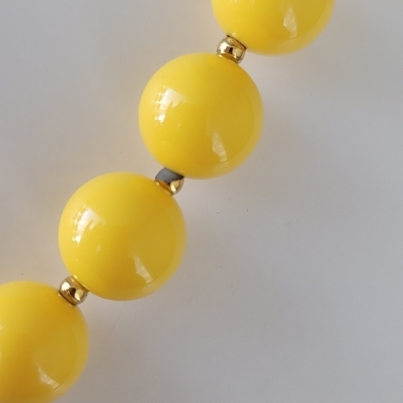 Vintage Yellow Necklace Ball Beads Necklace #585 - Picture 9 of 9
